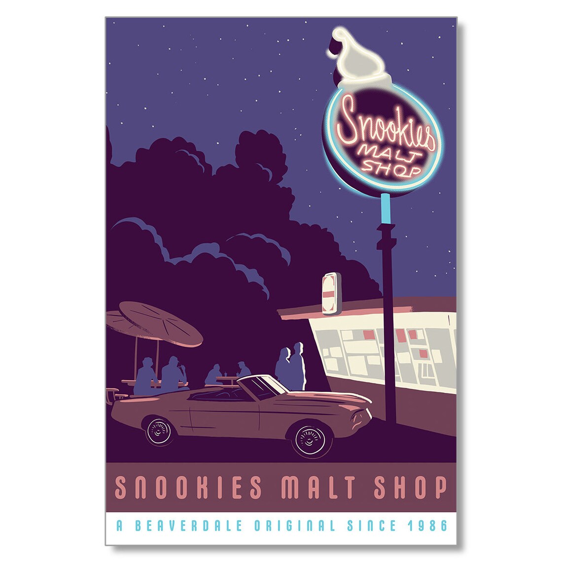 Snookies Malt Shop Travel Poster, Retro Diner