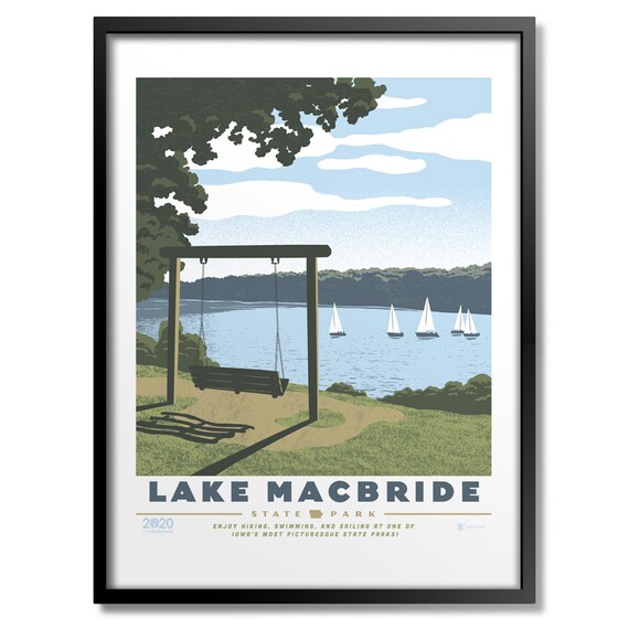 Lake Macbride State Park Travel Poster, Nature Art