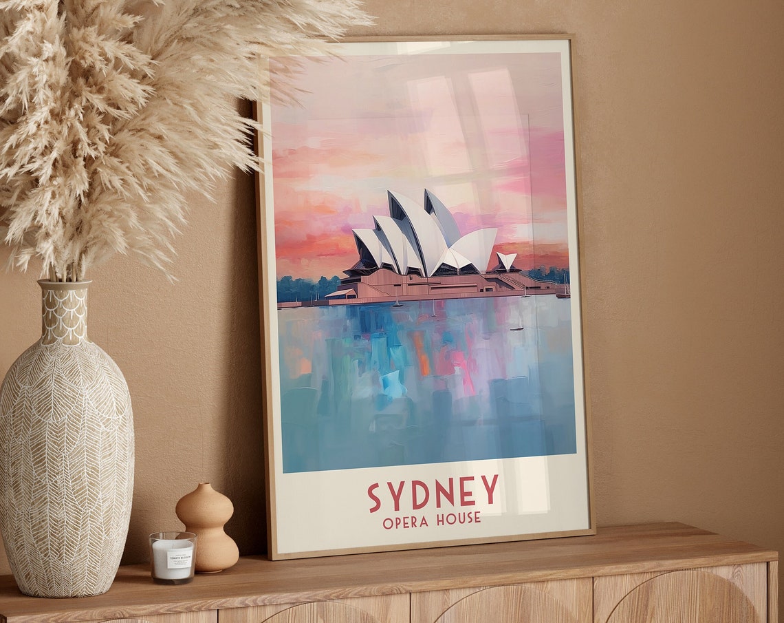 Sydney Opera House Sunset Harbor Reflection Panorama Travel Poster - Image 3