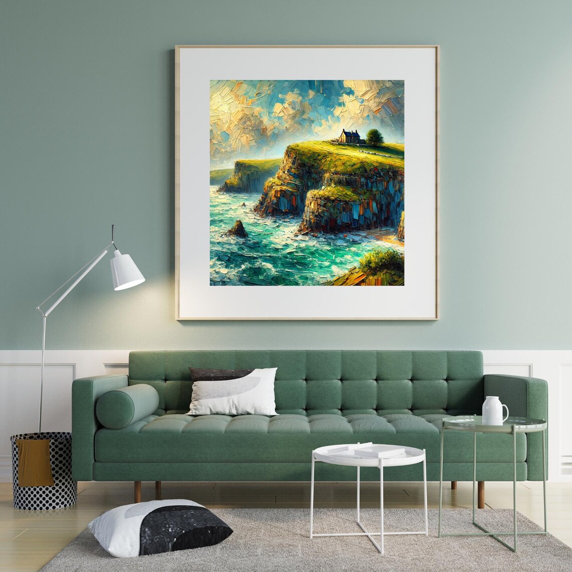 House On A Cliff Abstract Impasto Artwork Wall Art