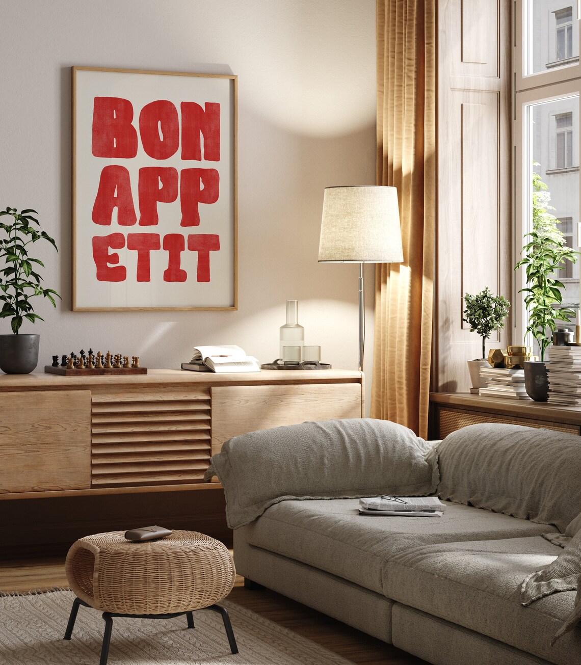 Bon Appetit, Mid-Century Typography Kitchen Art - Image 3