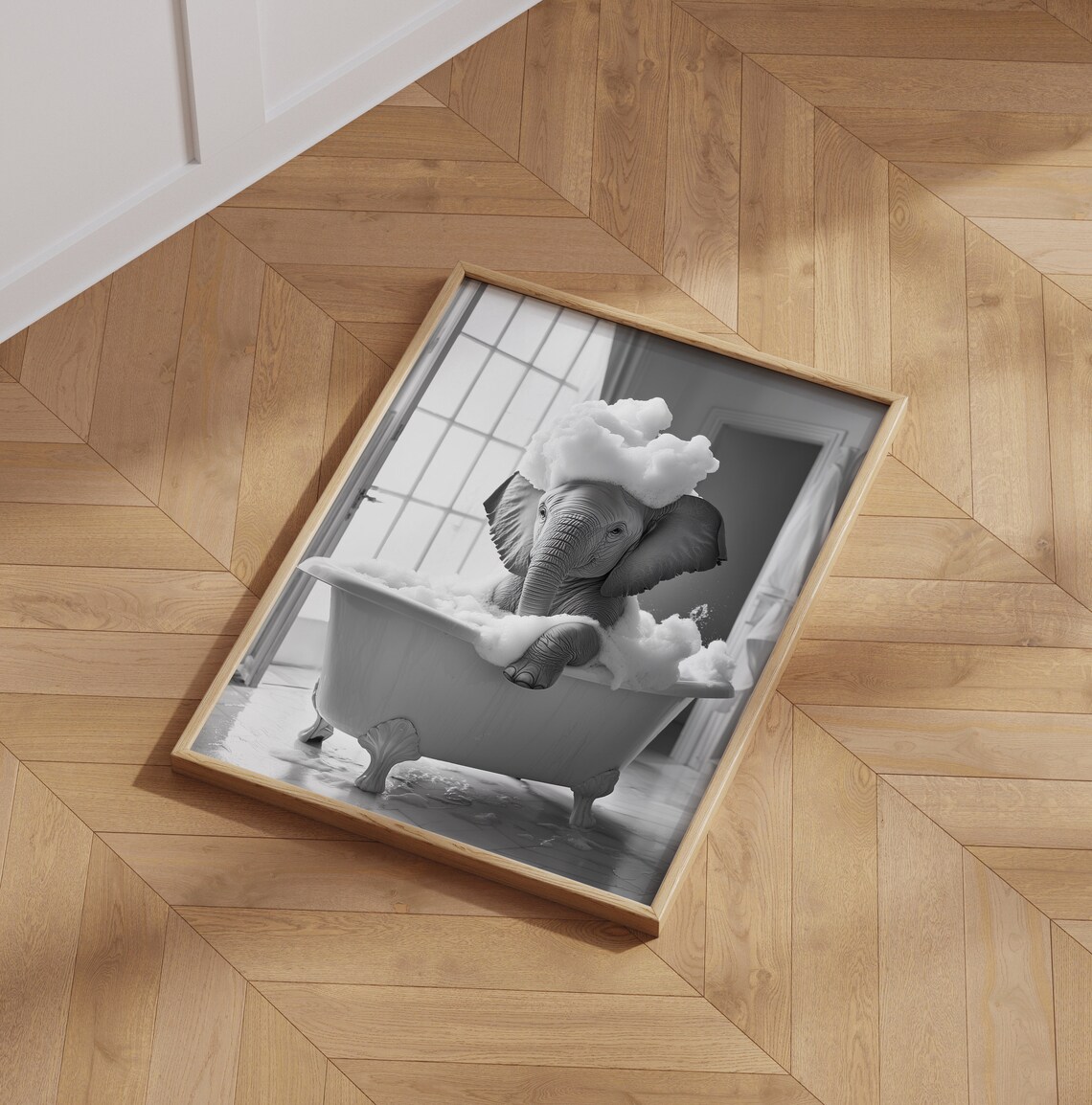 Cute Elephant In A Tub, Funny Bathroom Poster - Image 6