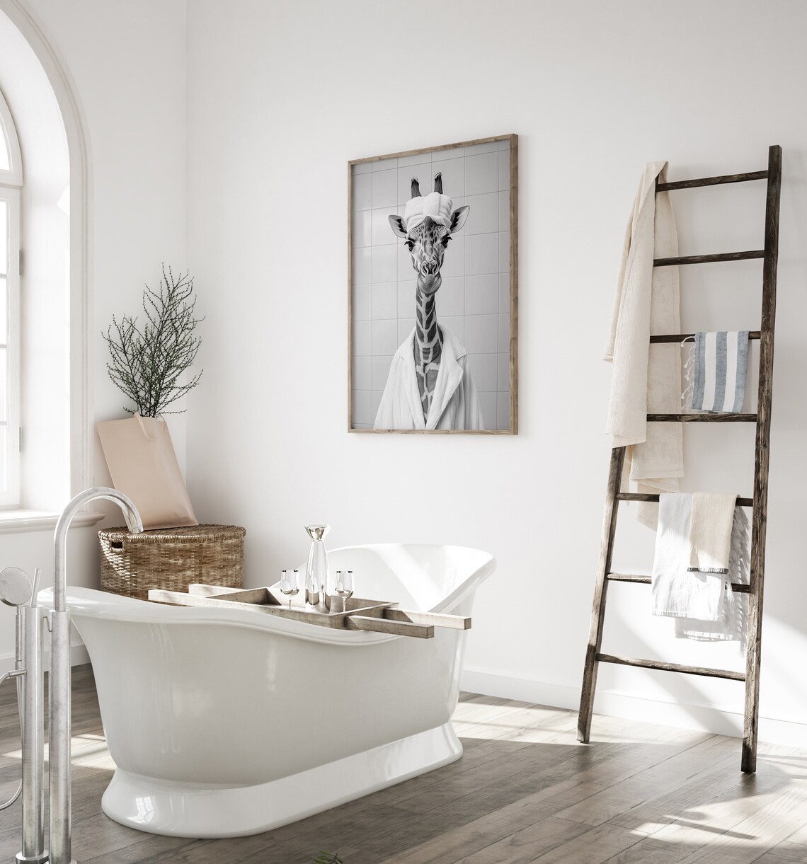 Funny Giraffe Bathroom Wall Art Print - Image 6