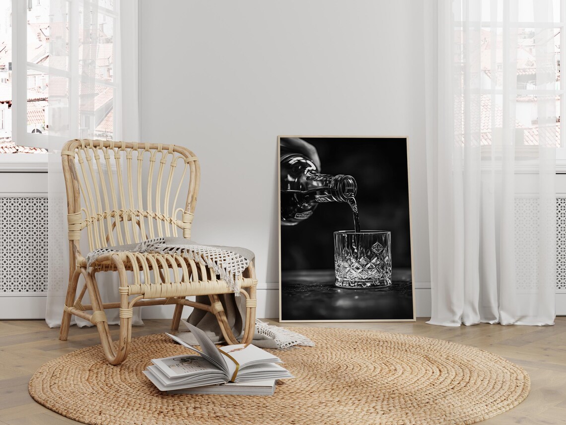 Whiskey Pour Art Print, Vintage Bar Decor - Image 3