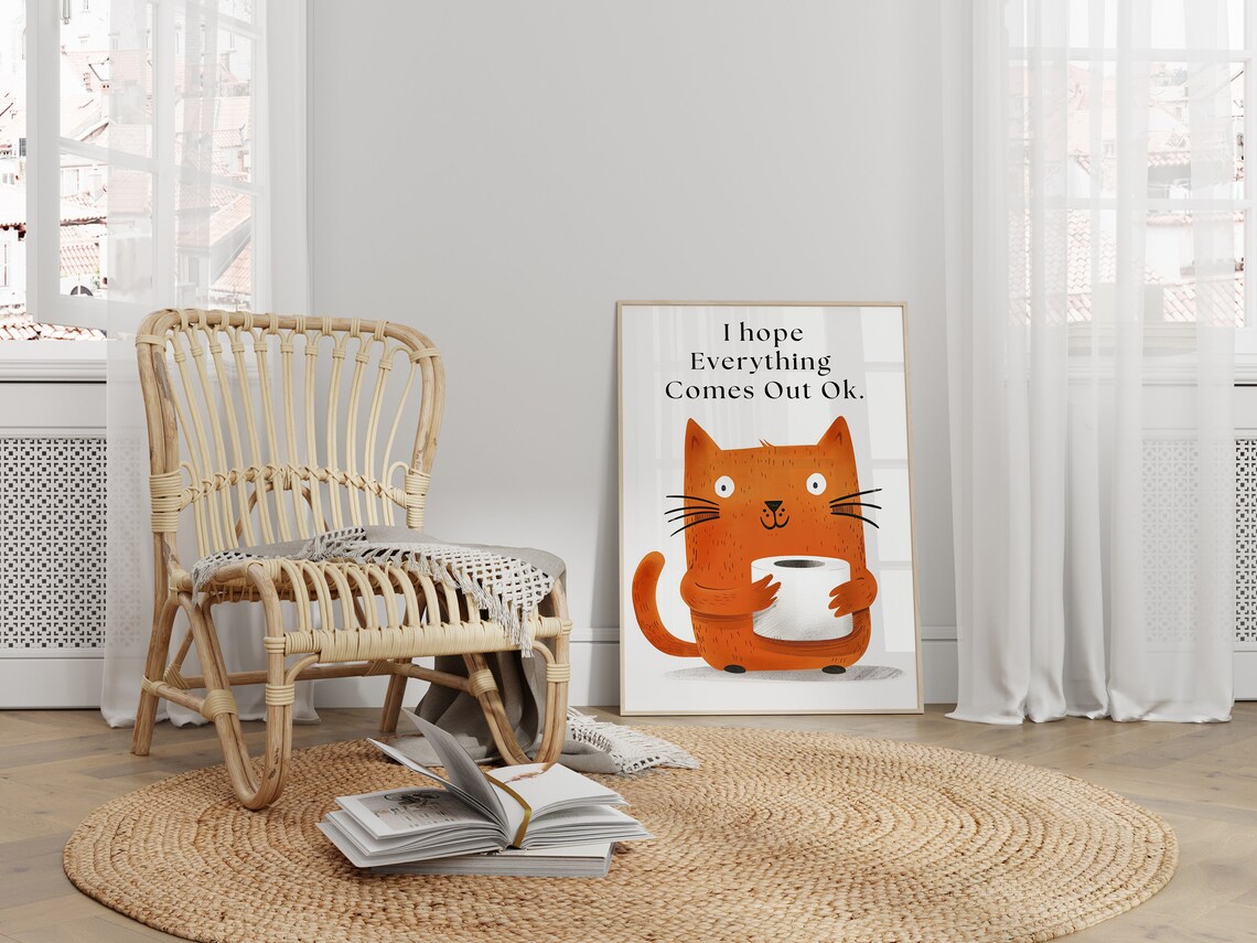 I Hope Everything Comes Out Ok Toilet Cat Poster - Image 4