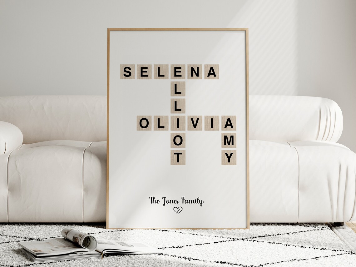 Personalized Letter Tile Art, Crossword Style Family - Image 4