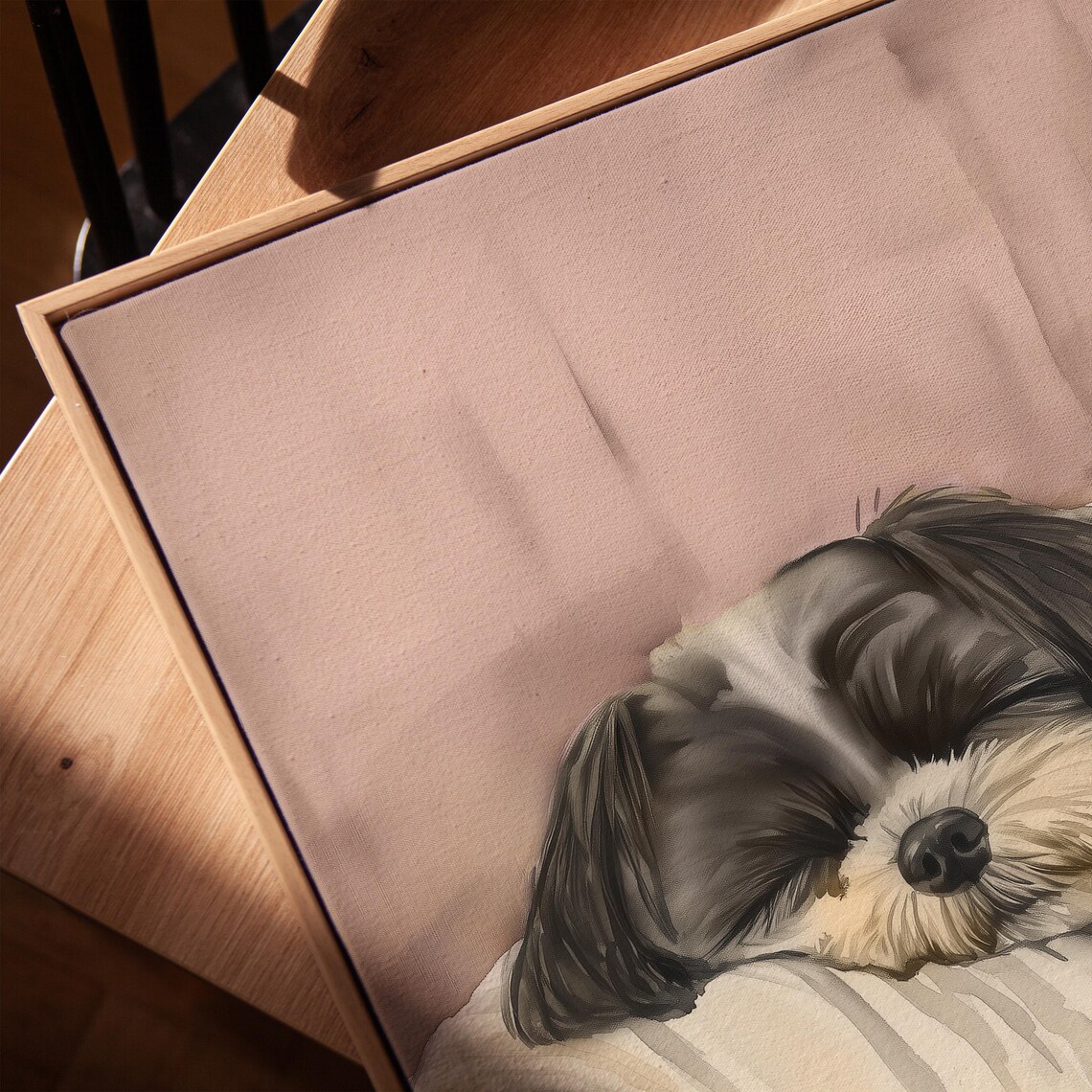 Cute Sleeping Dog, Mauve Watercolor Shih Tzu Art Print - Image 2