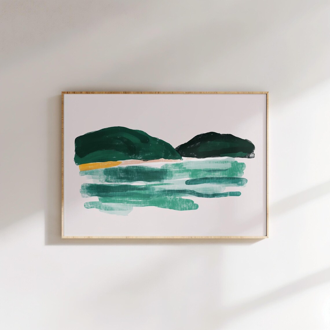 Minimalist Coastal Landscape, Abstract Ocean Hills