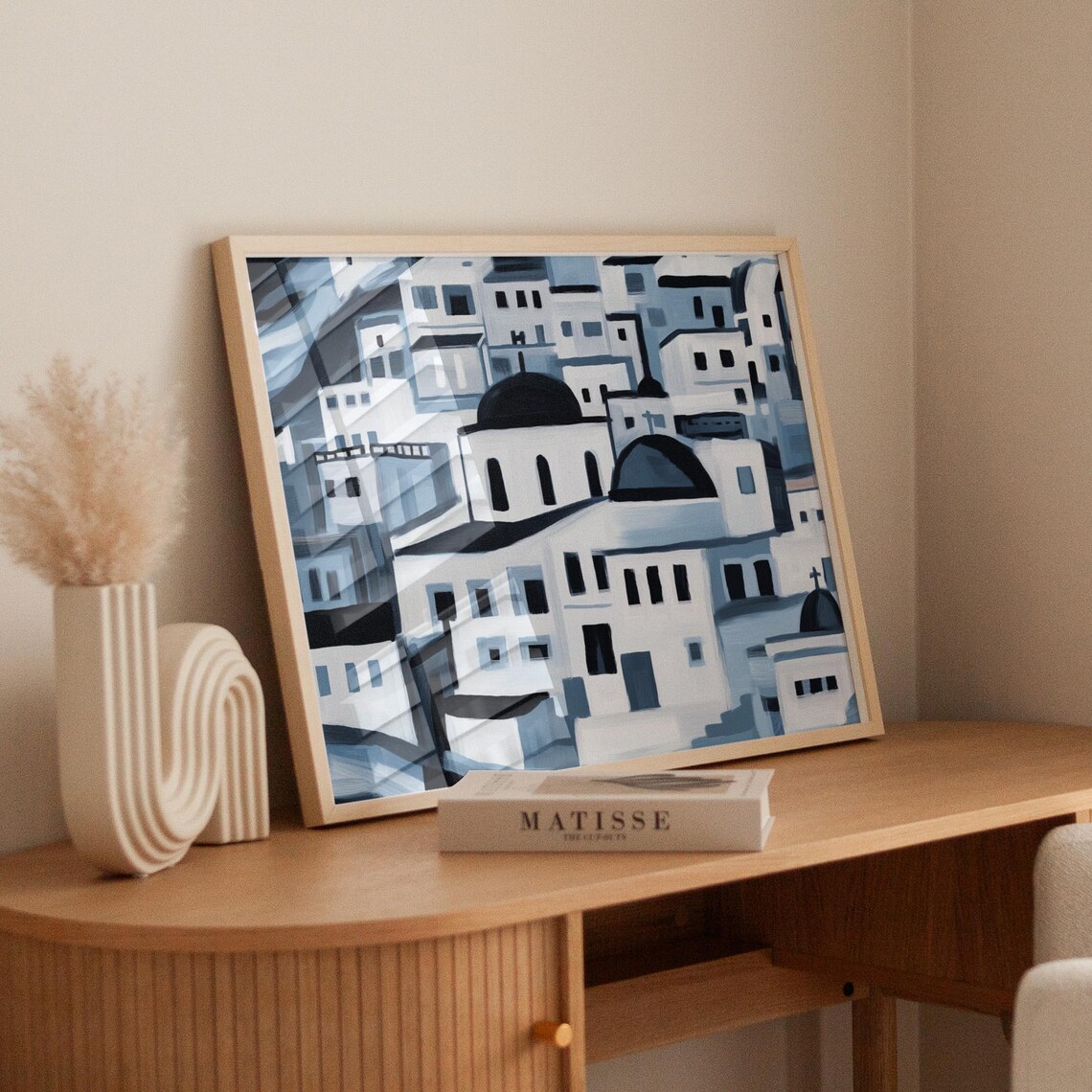 Santorini Inspired Minimalist Greek Village Art Print - Image 6