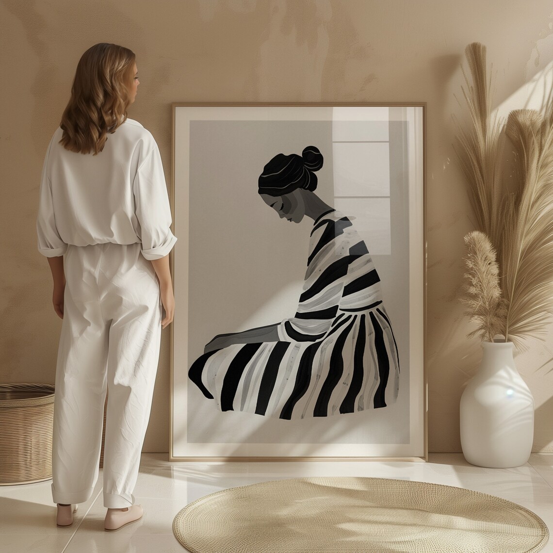Contemplative Silence Abstract Woman Art Print