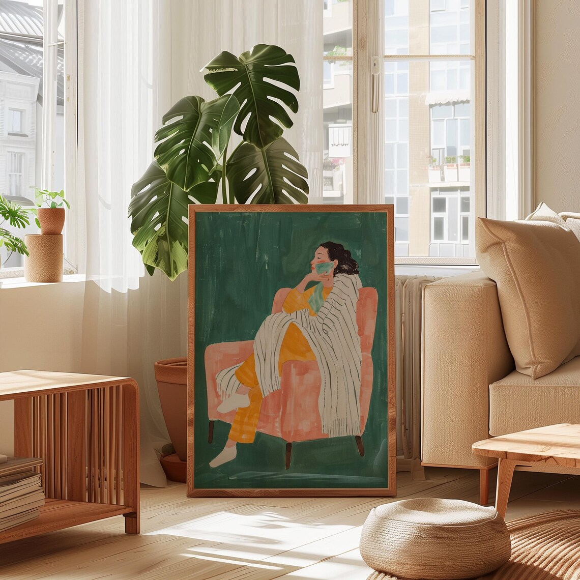Relaxed Woman Portrait, Modern Abstract Wall Art - Image 2
