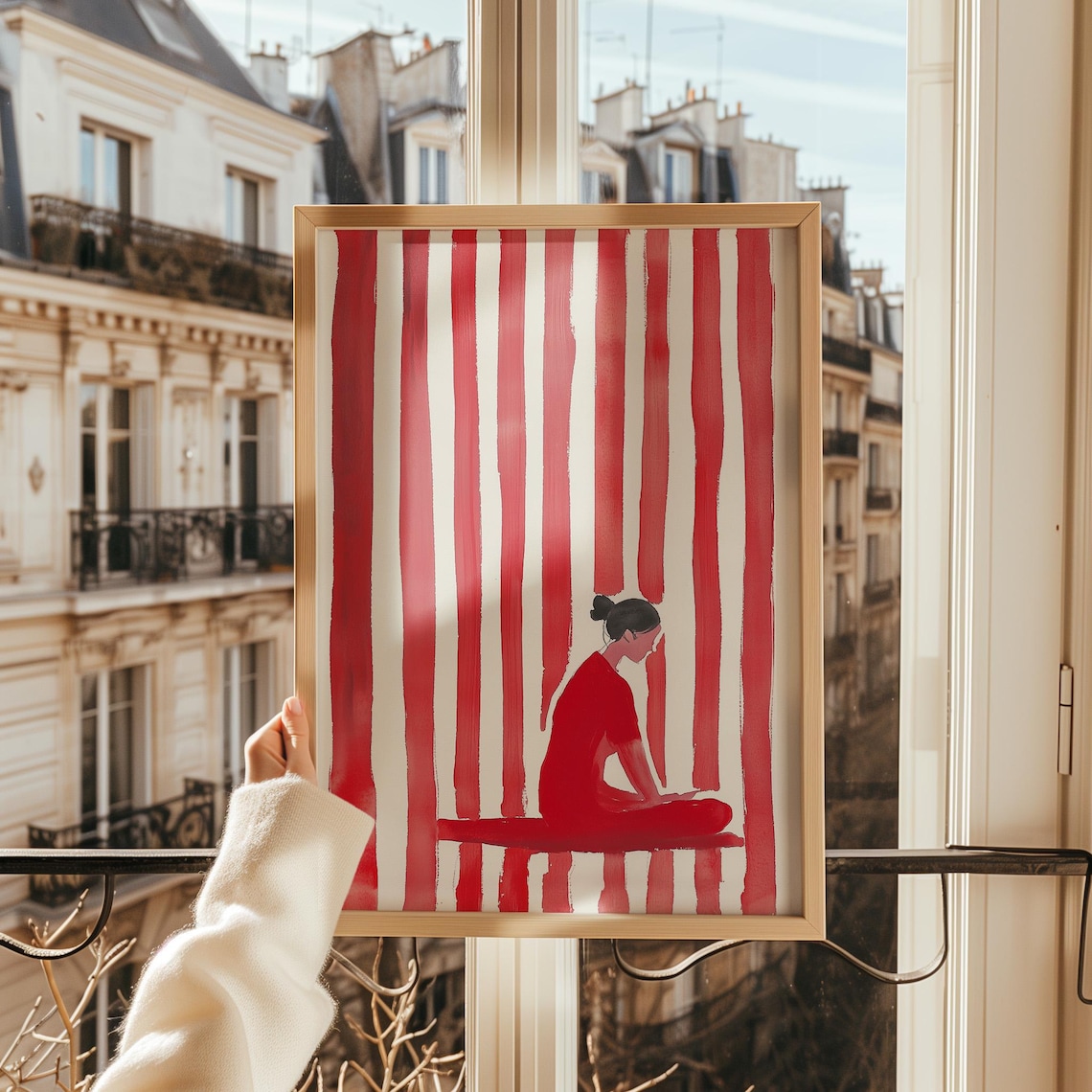 Abstract Meditation Woman In Red, Minimalist Art Print - Image 2