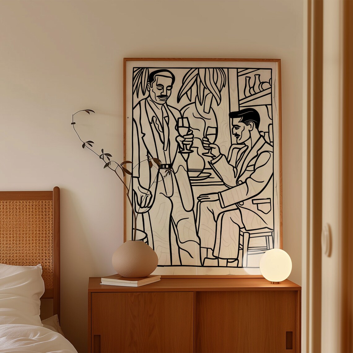 Dapper Men Line Art Vintage Bar Wall Art - Image 3