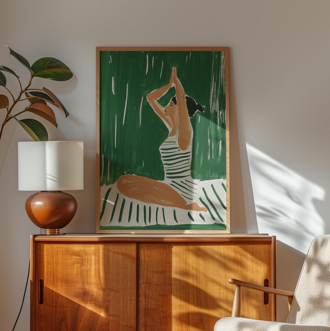 Modern Yoga Art Print, Abstract Woman Meditating - Image 3