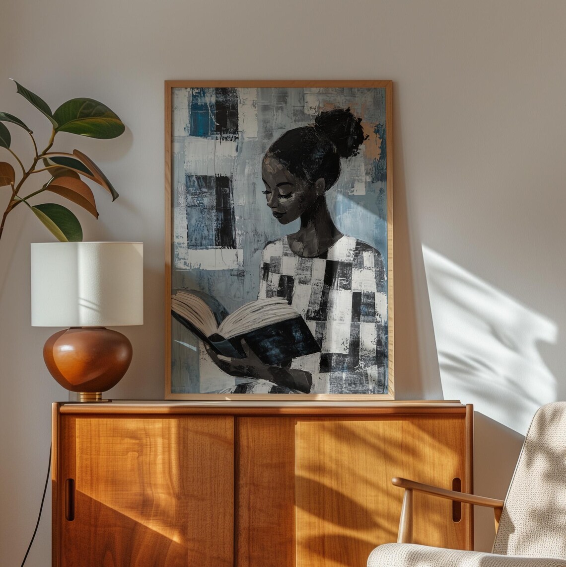 Modern Woman Reading, Abstract Portrait Art Print - Image 2