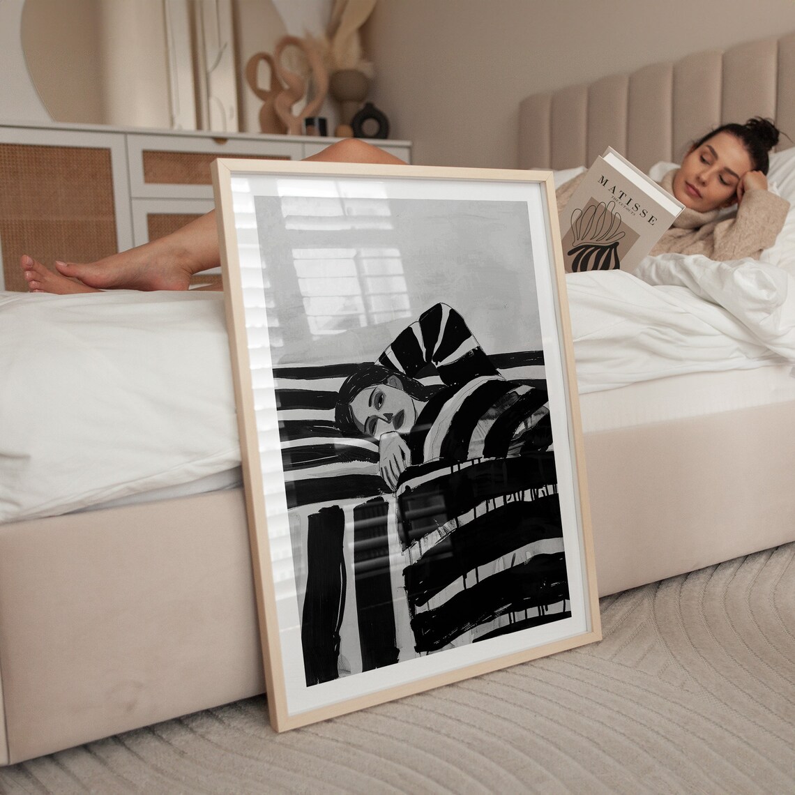 Contemporary Black And White Striped Art Print