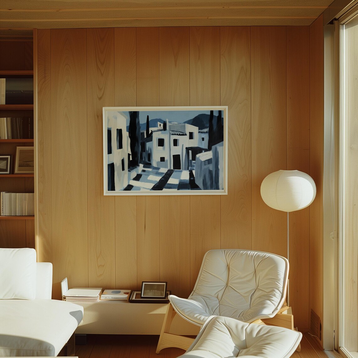Minimalist Mediterranean Village Art Print - Image 3