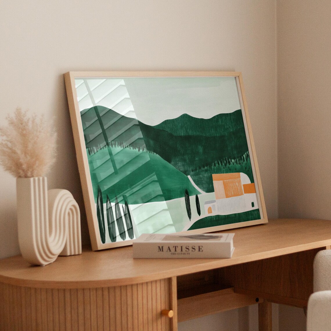 Minimalist Countryside Landscape, Modern Wall Art
