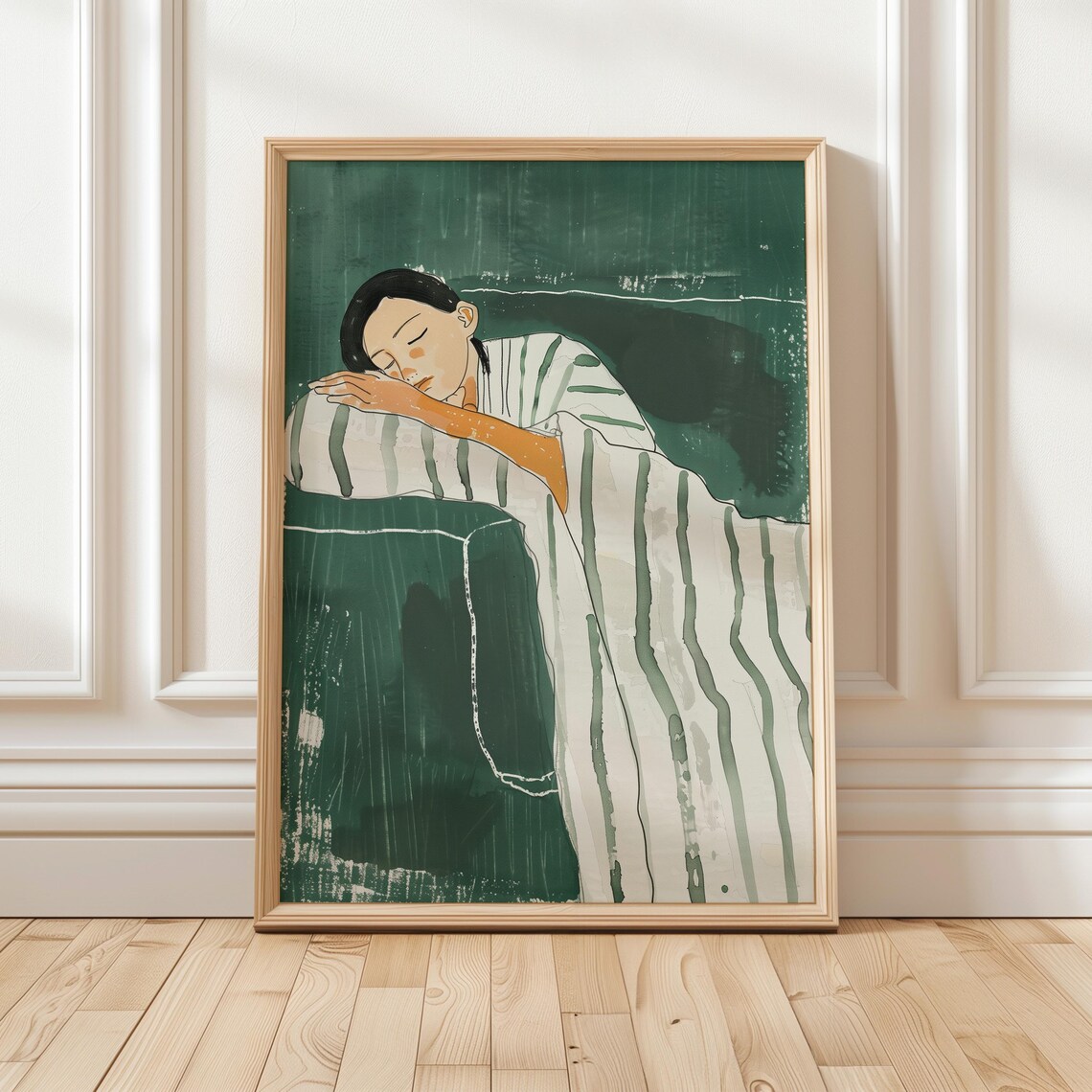 Emerald Green Abstract People Minimalist Art Print