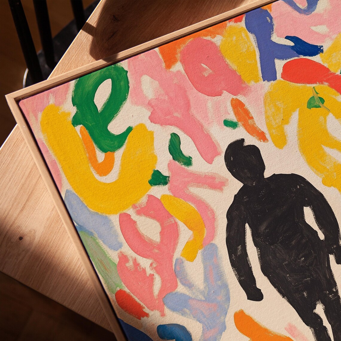 Black Runner Silhouette Colorful Abstract Squiggle Art Poster - Image 3