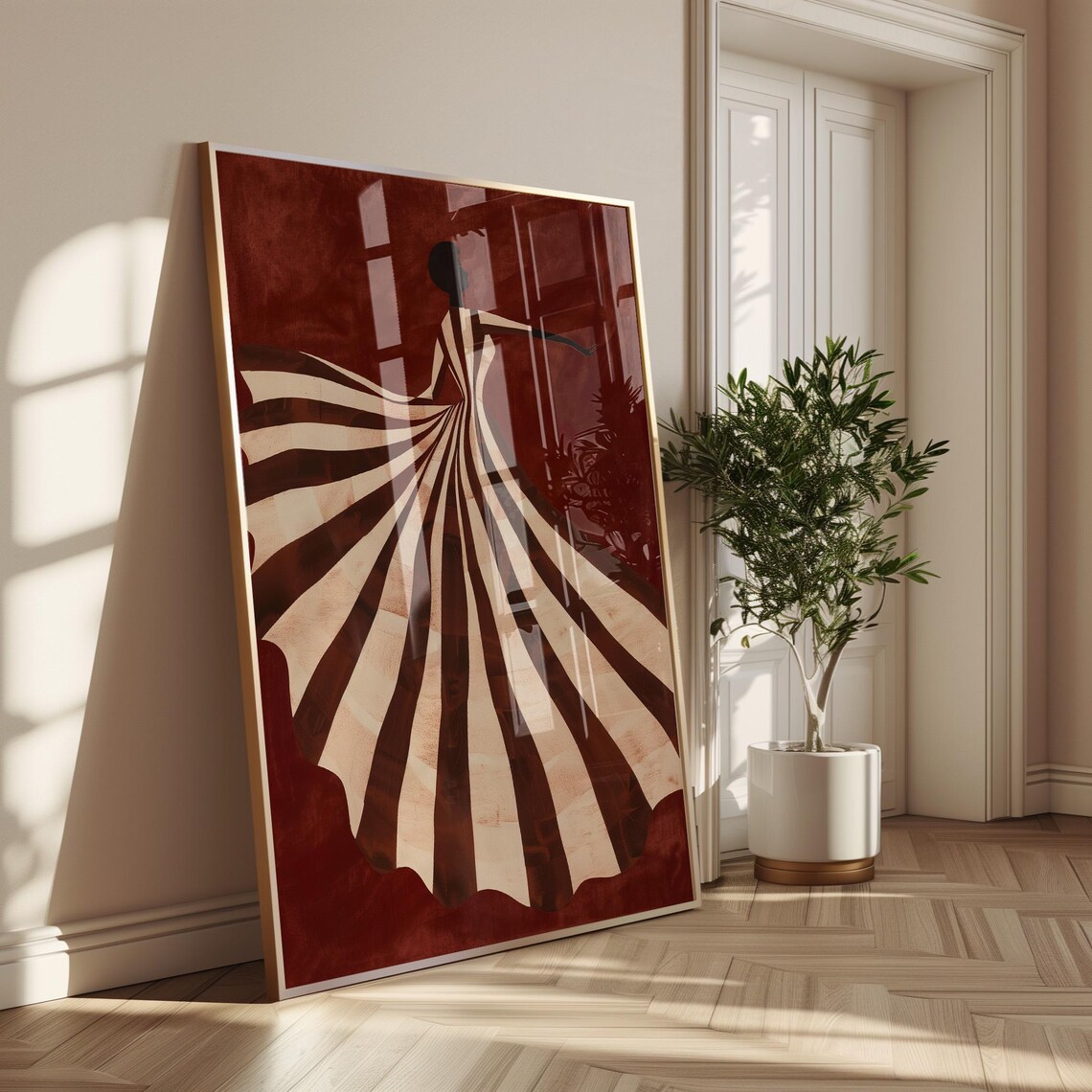 Elegant Woman Silhouette, Modern Minimal Movement Art
