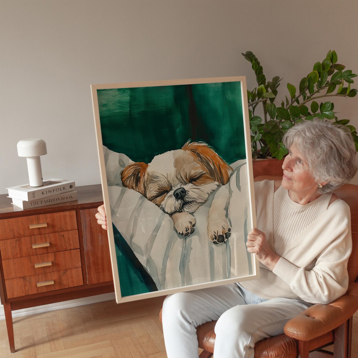 Sleeping Dog Watercolor Shih Tzu Art Print