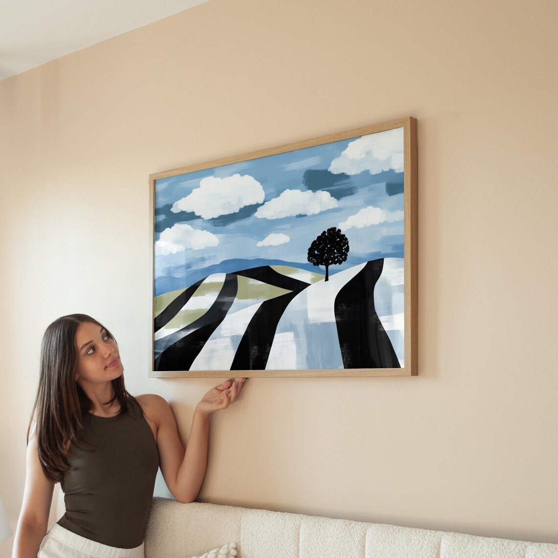 Abstract Landscape With Figures And Trees, Minimalist Mountain Scene - Image 4