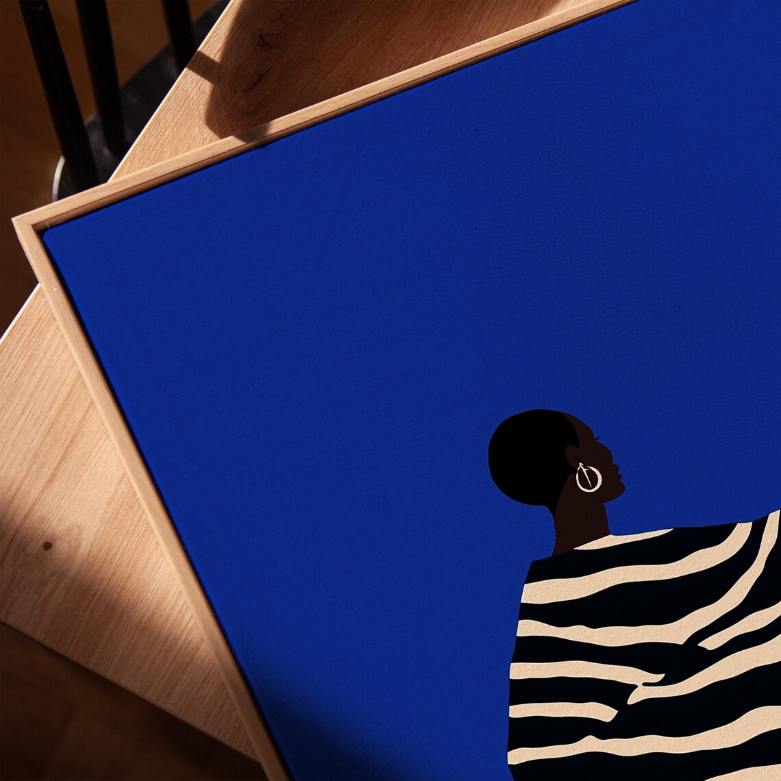 Electric Blue Abstract Woman Illustration Art Print - Image 3