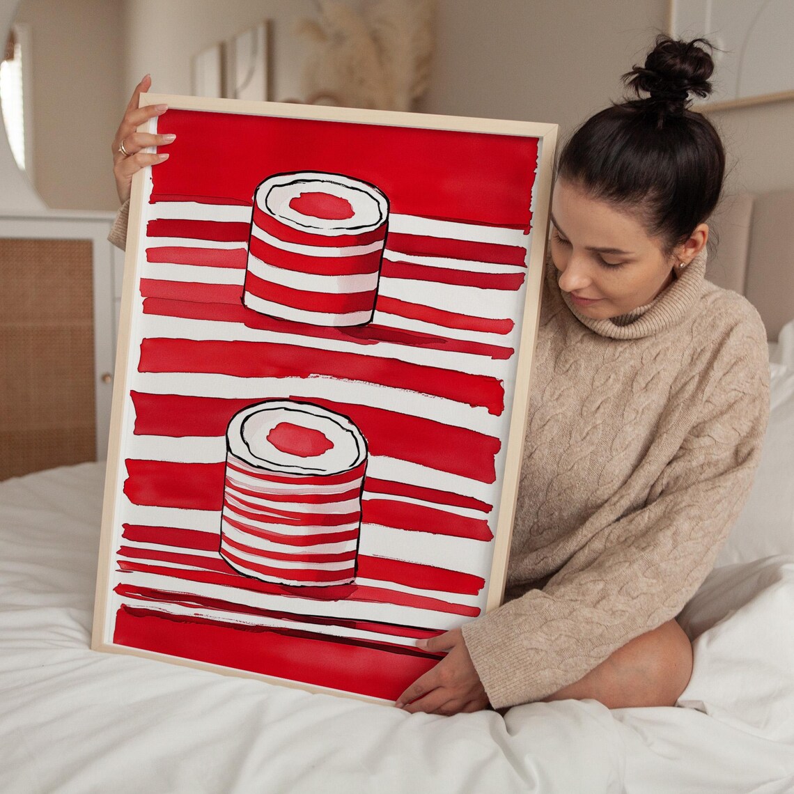 Abstract Sushi, Bold Red Striped Minimalist Illustration - Image 4