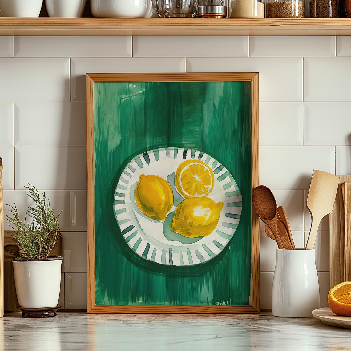Abstract Lemons Contemporary Kitchen Art Print