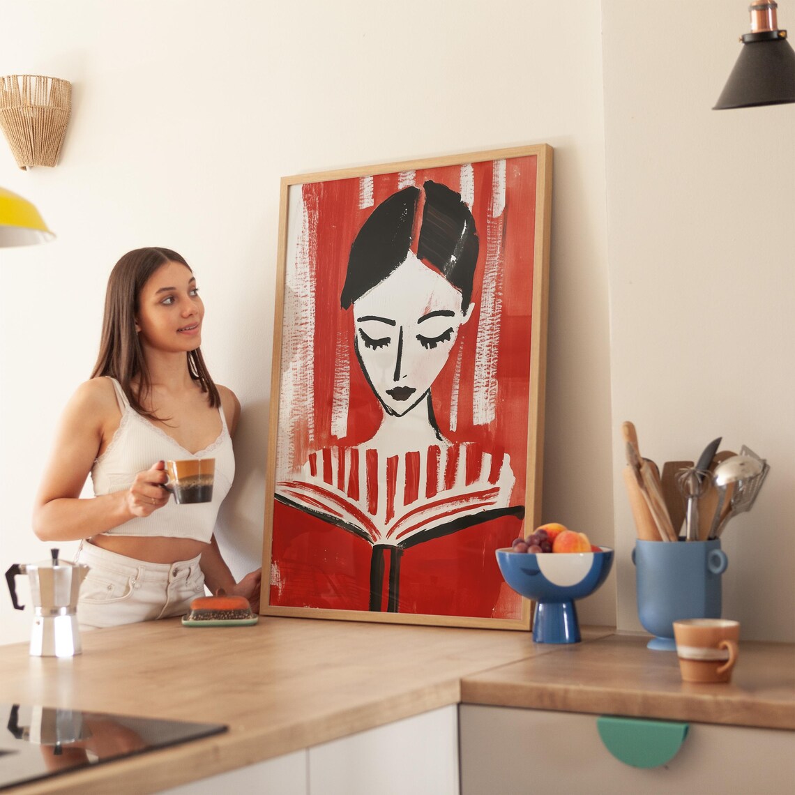 Modern Reading Woman Art Print, Book Lover Decor - Image 2