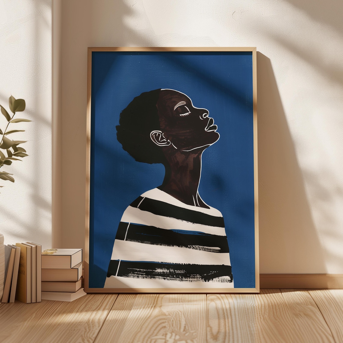 Abstract People Blue Wall Art Print, Nordic Minimalist