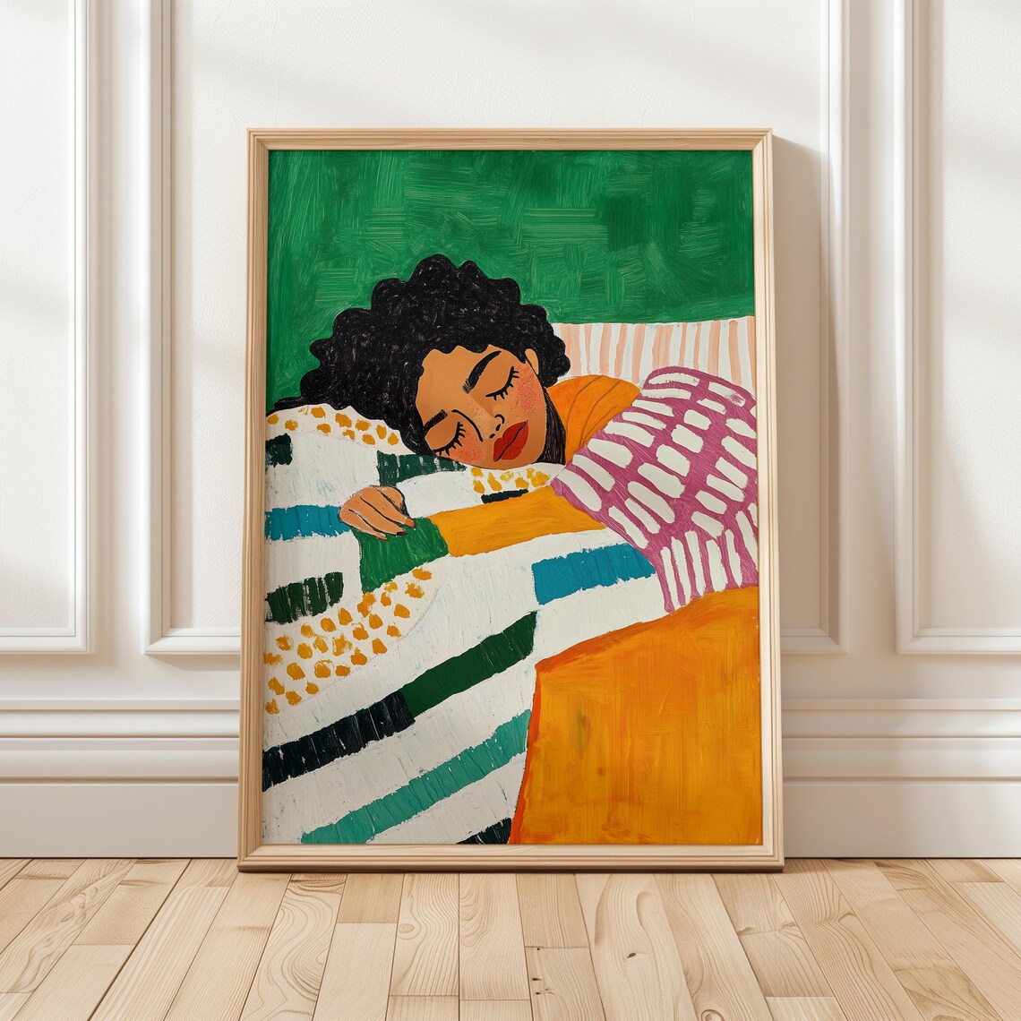 Colorful Cozy Sleep-Themed Wall Art Print