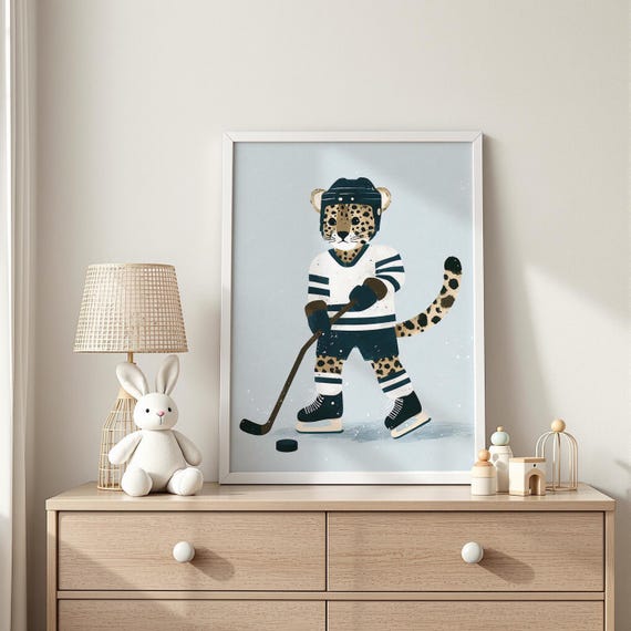 Tiger Ice Hockeyer Art Hockey Nursery Poster