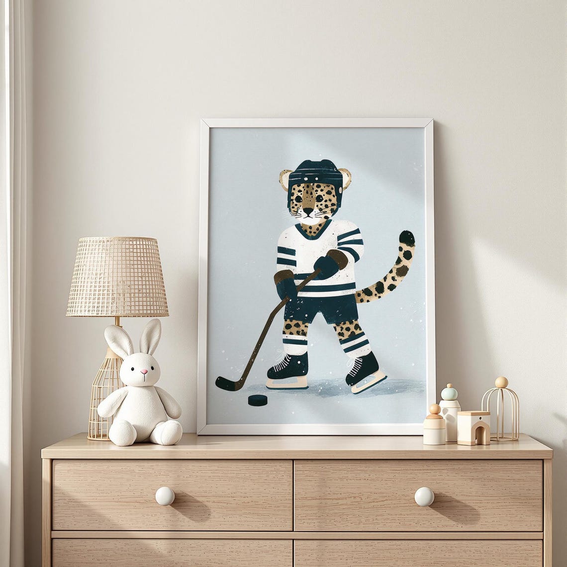 Tiger Ice Hockeyer Art Hockey Nursery Poster