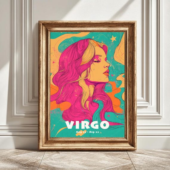 Funky Virgo Art Print, Zodiac Decor