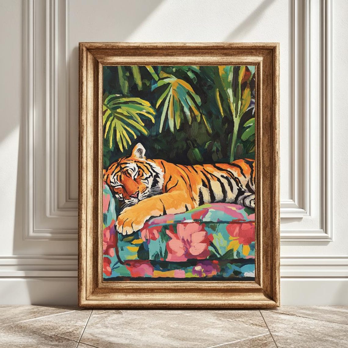 Matisse-Inspired Tiger On A Couch, Modern Art Print
