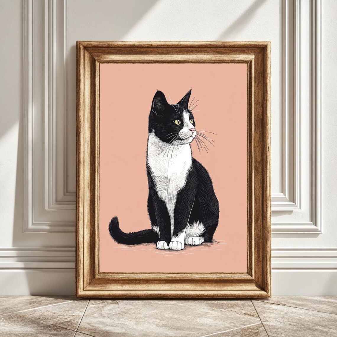 Black And White Cat, Minimalist Decor Art Print