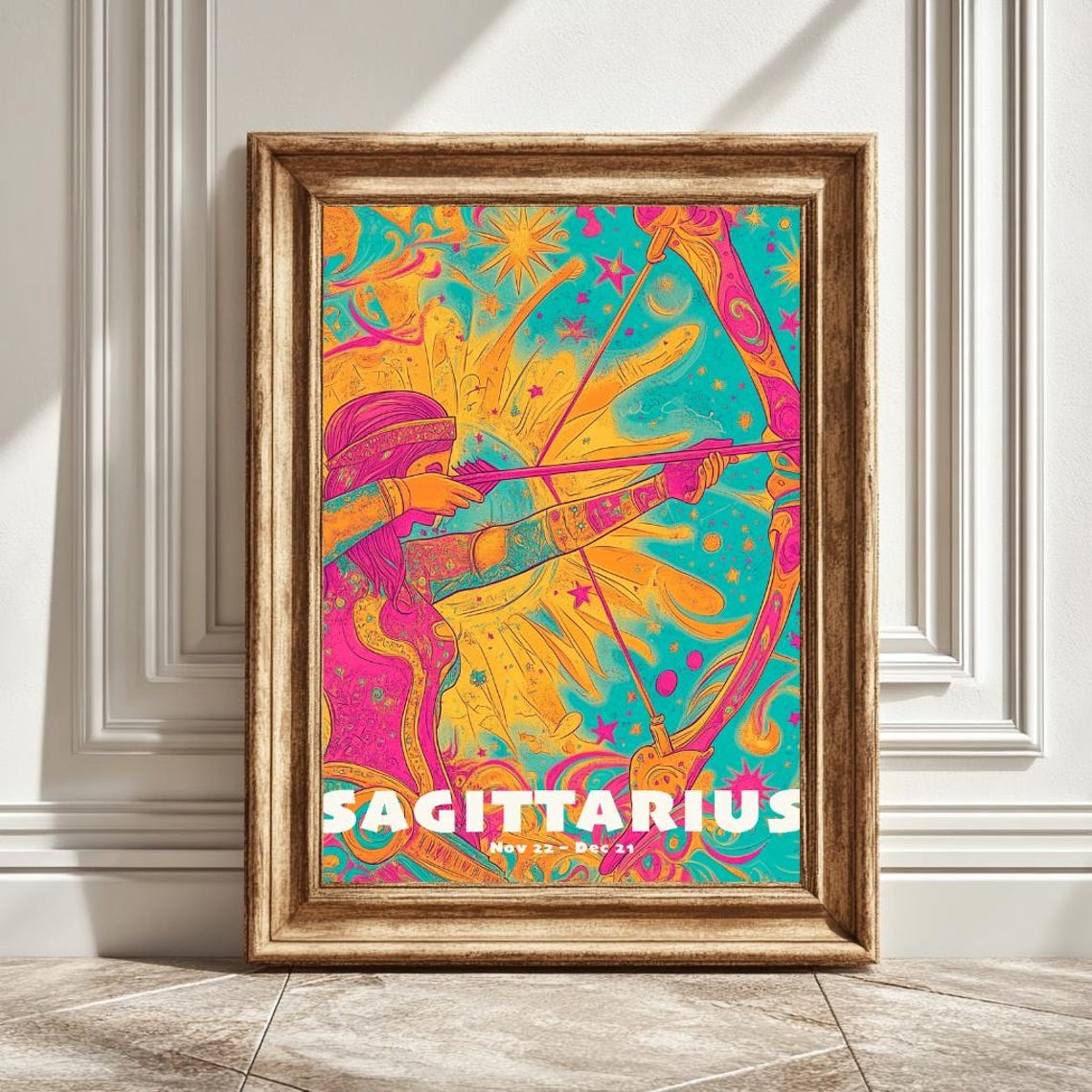 Funky Sagittarius Astrology Wall Decor, Horoscope Gift