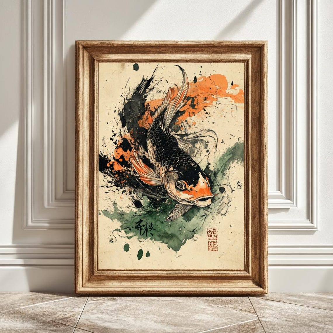 Koy Fish Japanese Artwork, Zen Wall Art Print