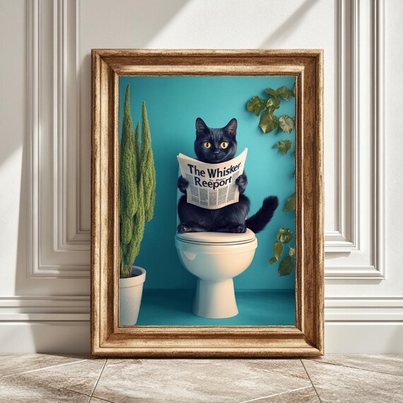 Black Cat Toilet, Funny Bathroom Decor