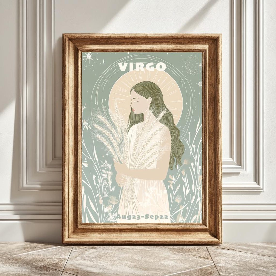 Pastel Virgo Astrology Art Print, Horoscope Decor