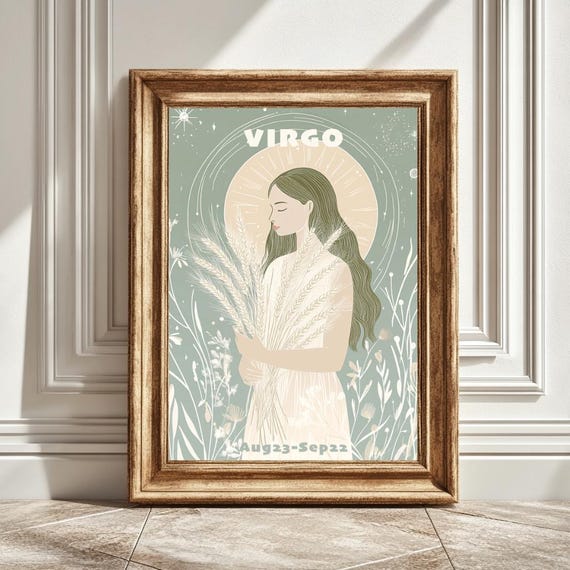 Pastel Virgo Astrology Art Print, Horoscope Decor