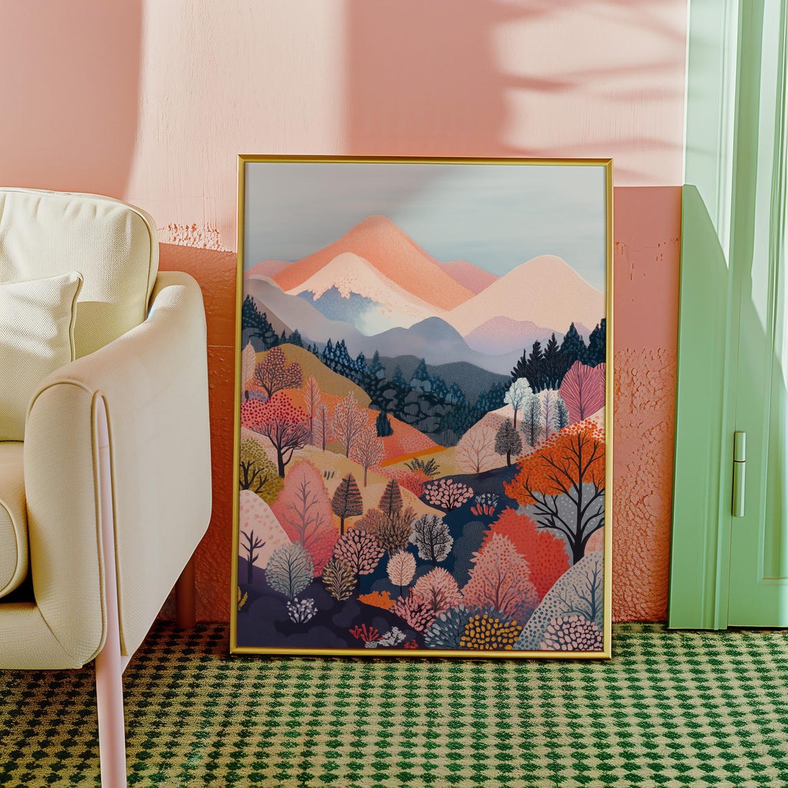 Japandi Landscape, Abstract Nature Mountain Art Print - Image 3