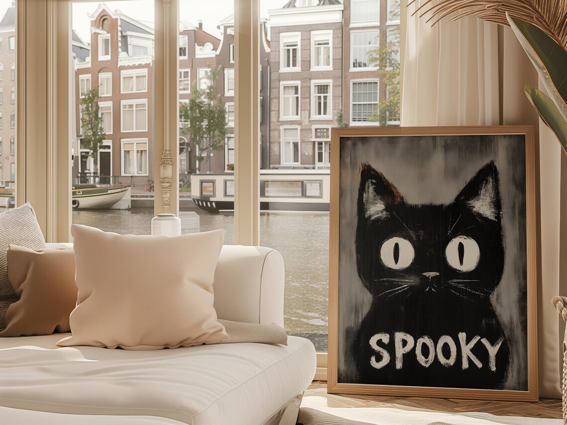Hand Drawn Halloween Cat, Spooky Dark Academia Print - Image 3