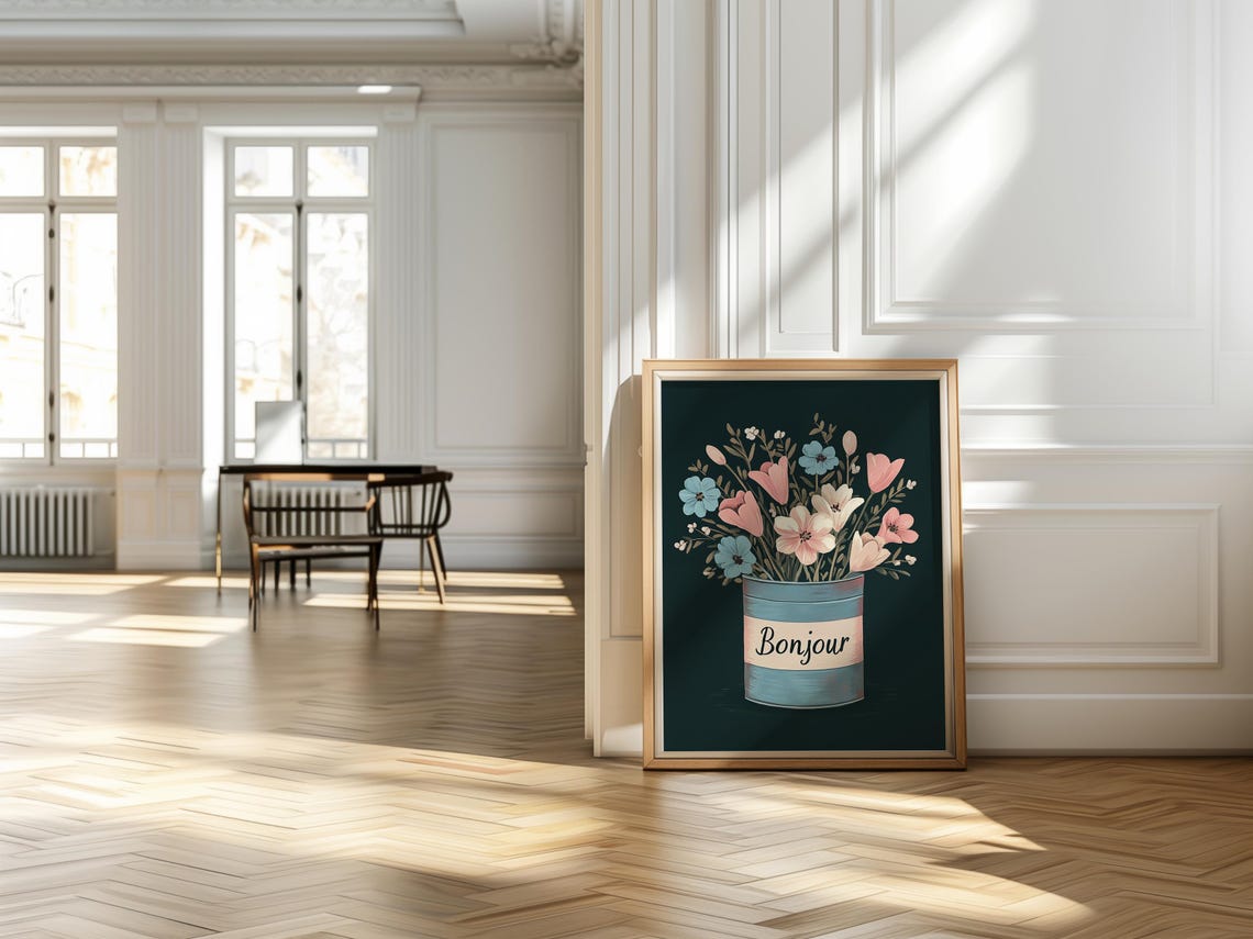 Bonjour Botanical Print, Retro French Flowers - Image 4