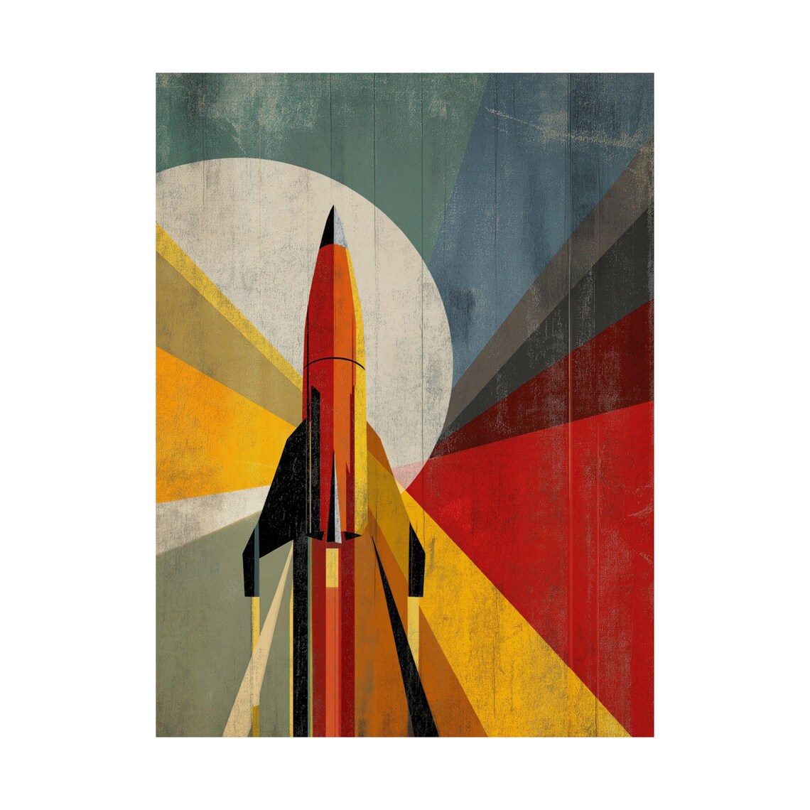 Mid Century Rocket Launch, Retro Space Exploration