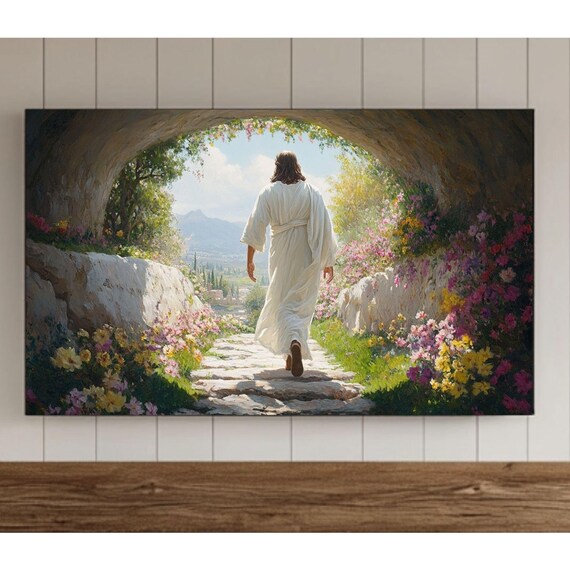 Jesus Christ Leaving the Tomb into Bright Easter Morning Poster