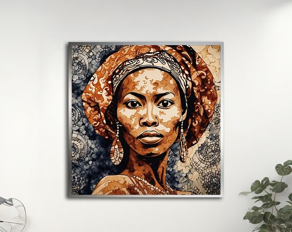African Woman Portrait Painting Abstract Woman Wall Art Modern Decor Ideas For Home And Office With Different Frame Options