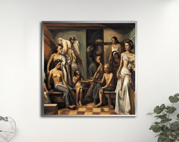 Classical Women White Drapery Vintage Oil Painting Style Historic Wall Art
